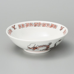 japanese noodle ramen bowl in ceramic RYU, red and white