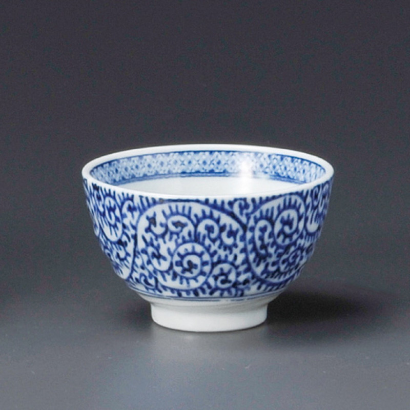 japanische Teetasse, TAKO-KARAKUSA SENCHA, blaue Muster