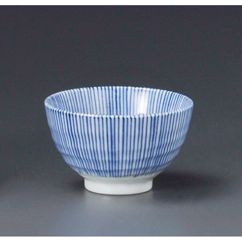 japanese white blue lines teacup Ø9xH5,6cm SENGAKU TOKUSA SENCHA