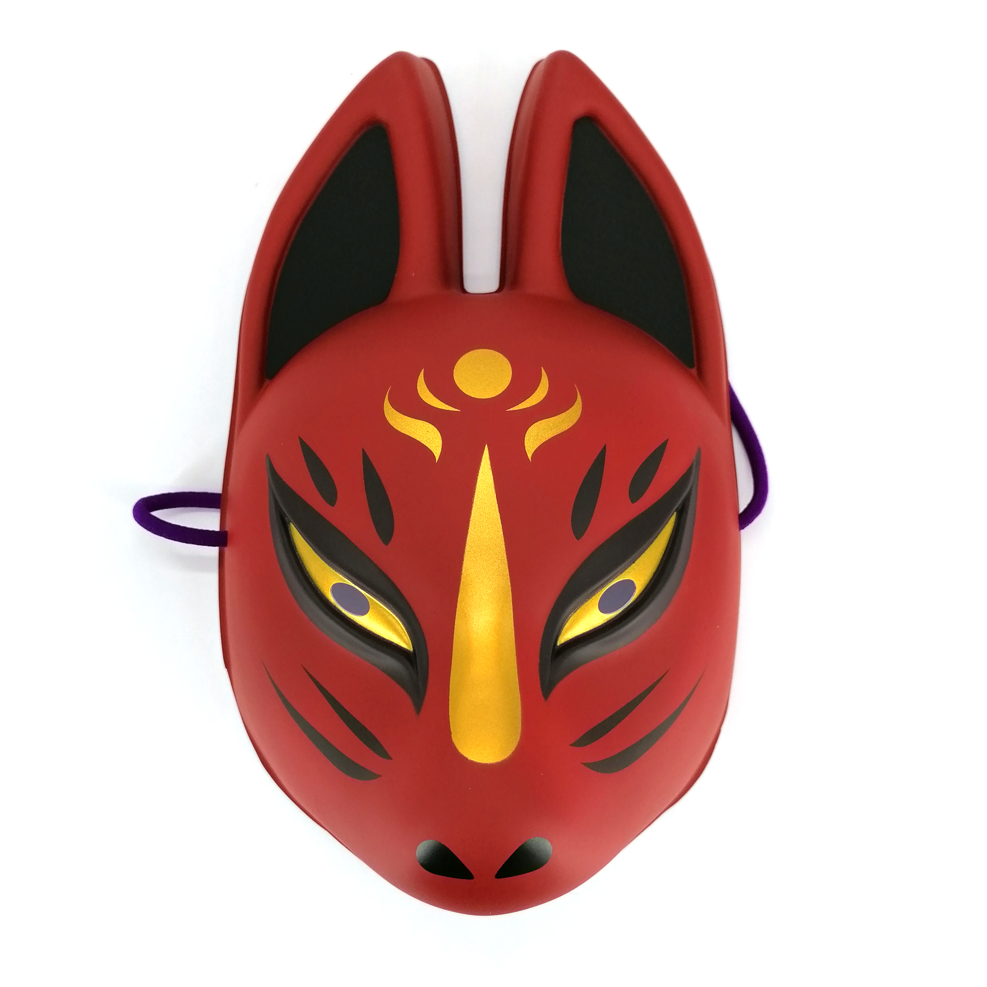 Traditional Japanese fox mask, KITSUNE, red and gold