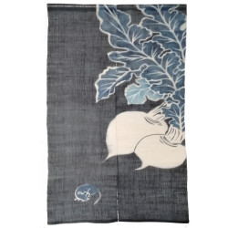 Japanese handcrafted noren curtain, indigo blue, 100% Ramie, DAIKON