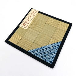 Quadratische Tatami-Matte / Untersetzer 16 x 16 cm, AOMI, zufälliges blaues Muster