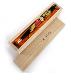 Ballpoint pen, black in wooden box, mount fuji, KUROFUJI