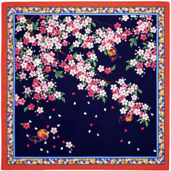 Japanese polyester furoshiki, SAKURATEMARI, blue