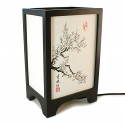 Japanese table lamp black FUKU - Cherry blossoms
