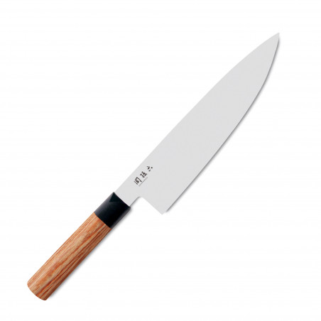 Couteau de cuisine japonais avec manche en bois rouge pour découpage de la viande, GYUTO SEKI MAGOROKU, 20 cm