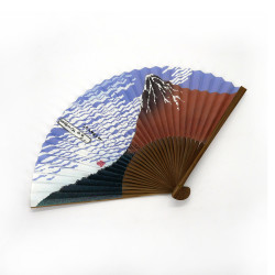 Japanese paper and bamboo fan, AKAFUJI, Mount Fuji - Hosukai