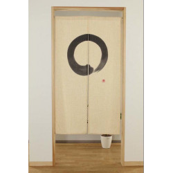 cortina beis japonesa en cáñamo, ENSÔ, círculo zen