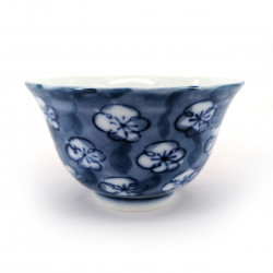 tasse bleue japonaise UME en céramique fleurs bleues