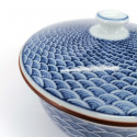 japanese tea bowl with lid - chawanmushi - SEIGAIHA waves