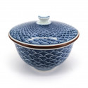 japanese tea bowl with lid - chawanmushi - SEIGAIHA waves