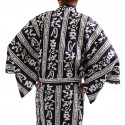 japanischer herren blauer Yukata – Kimono, AKI, Kanji Herbstmond