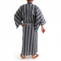 yukata kimono giapponese blu in cotone, CHEN, catena