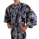 kimono yukata traditionnel japonais bleu en coton bambou et dragon pour homme