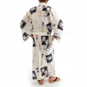 Kimono de algodón blanco japonés yukata, SUMO, blanco