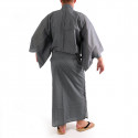 Kimono de algodón yukata japonés azul gris, 976Y, rasguño