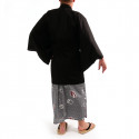 haori - chaqueta japonesa de algodón unisex negro, HAORI, negro