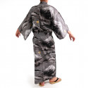kimono yukata traditionnel japonais noir en coton mont fuji pour homme