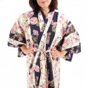 kimono giapponese yukata in cotone blu, GEISHA, blu