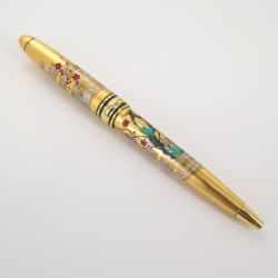 coffret stylo à bille doré , KORINBAI , fleurs de prune