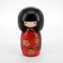 muñeca de madera japonesa - kokeshi, KOJITSU, roja
