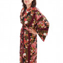 kimono giapponese yukata in cotone nero, KIKU, mamme