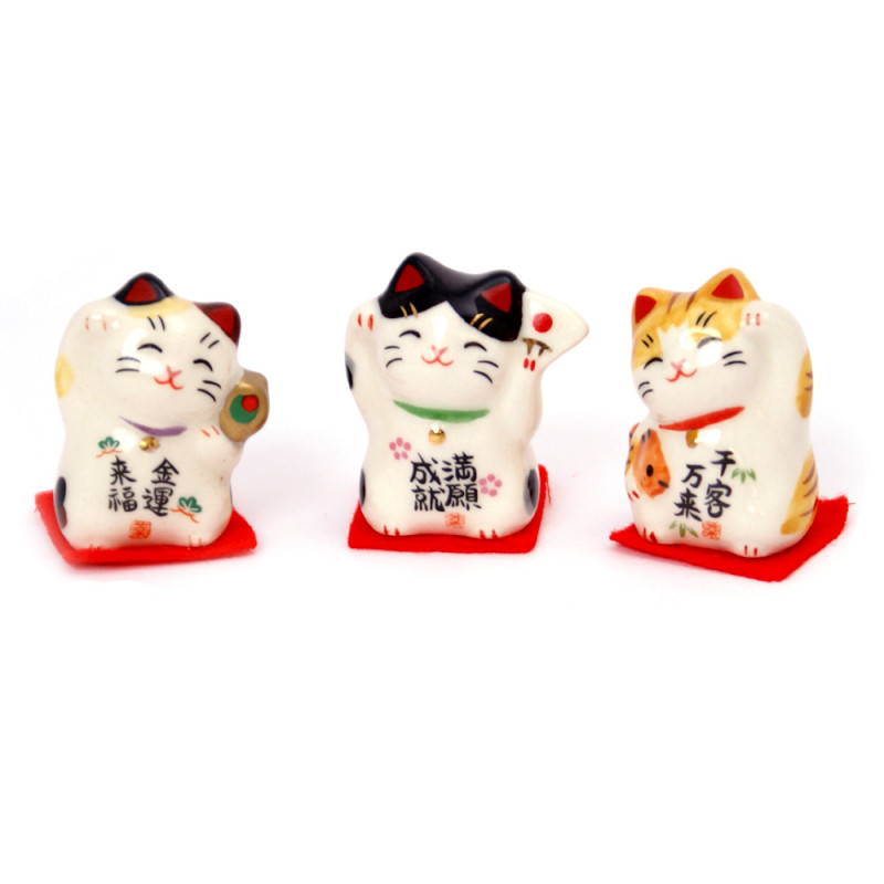 Trio japanischer Katzen , MANEKINEKO, glücksbringer