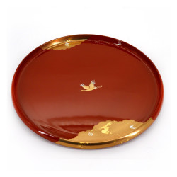 red lacquered effect tray, KAGAYAKI, crane