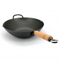 Steel wok with wooden handle 33 cm