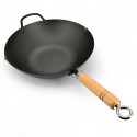 Steel wok with wooden handle 33 cm