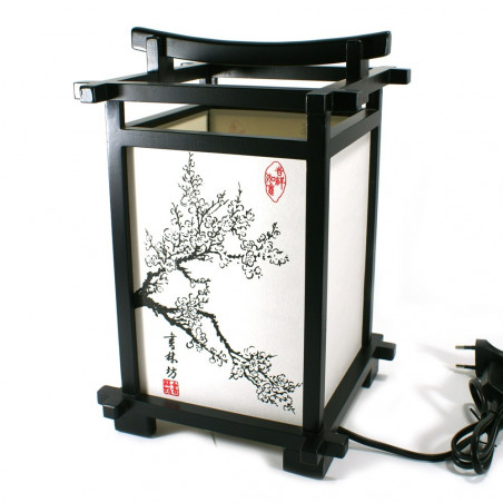 Lampada da tavolo giapponese nera, sakura, SHINDEN