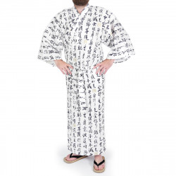 japanischer Herren yukata Kimono – weißer, HANNYA, Sutra