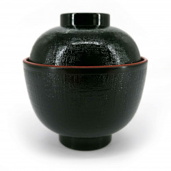 Soup bowl with lid, black - TEKUSUCHA