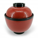 Soup bowl with lid, black and red - TEKUSUCHA