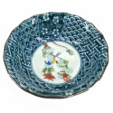 Petit récipient japonais en céramique, marron, blanc et bleu, motifs variés - HARU