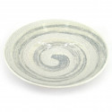 Large round Japanese ceramic dish, white and gray, brush effect, SENPU