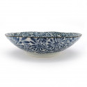 Bol à ramen japonais en céramique, bleu et blanc, KARAKUSA