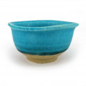 Recipiente de cerámica japonés pequeño, azul turquesa, KAIYO