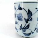 Japanische Keramik-Teetasse, weiß-blaue Muster, FURORAKU