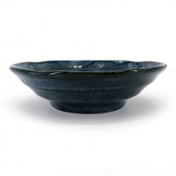 Japanese ceramic bowl, dark blue, swirl, SENPU