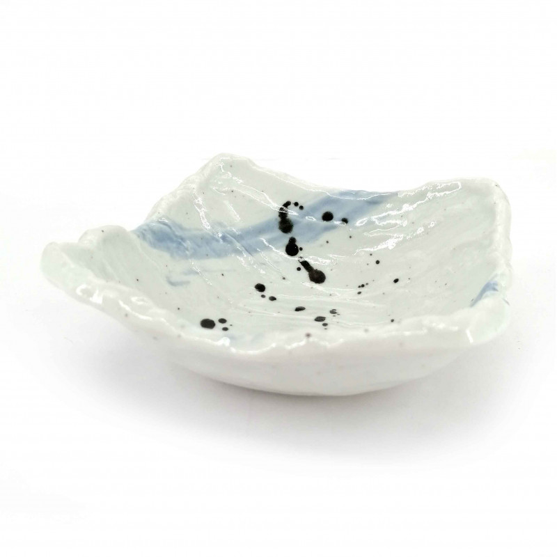 Kleine japanische Keramikschale, weiß, Farbspritzer, TASUKU