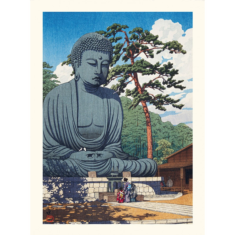 Japanischer Druck, Der große Buddha von Kamakura, Kawase Hasui