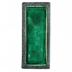 Japanese rectangular plate, green crackled enamel, WARETA