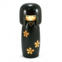 muñeca de madera japonesa - kokeshi, SAKURA, negro