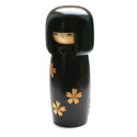 muñeca de madera japonesa - kokeshi, SAKURA, negro