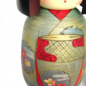 muñeca de madera japonesa - kokeshi, SHUNKO, verde