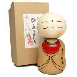 Japanese doll wooden KOKESHI. handmade in Japan - SHIAWAZE JIZO