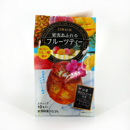 Boisson japonaise instantanée au thé et aux fruits , TEA FRUITS, 10 dosettes