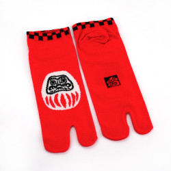 Chaussettes japonaises tabi rouges en coton, DARUMA, 25-28 cm
