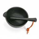 Japanese suribachi cast iron bowl with pestle - KURO - black